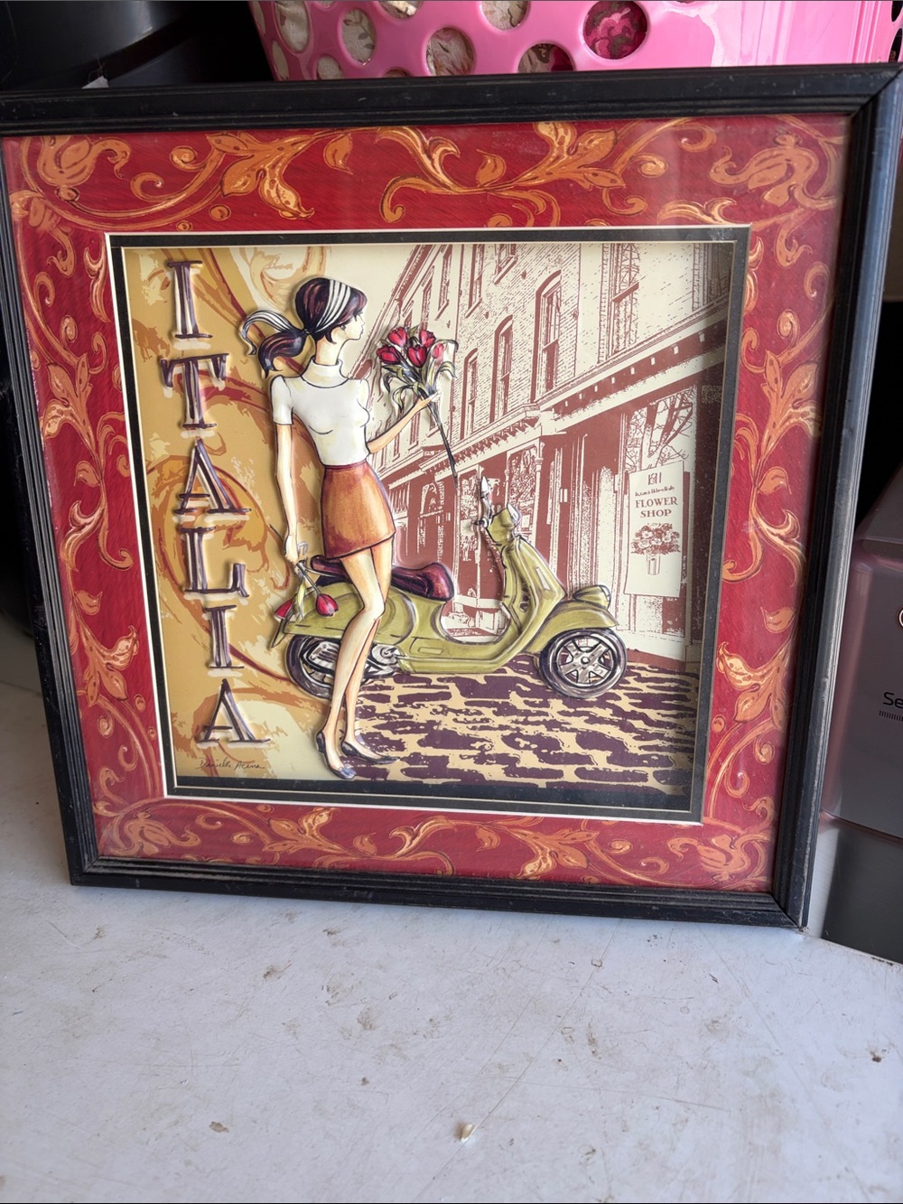 Red-Framed 'Italia' Home Art Painting - Decorative Wall Print